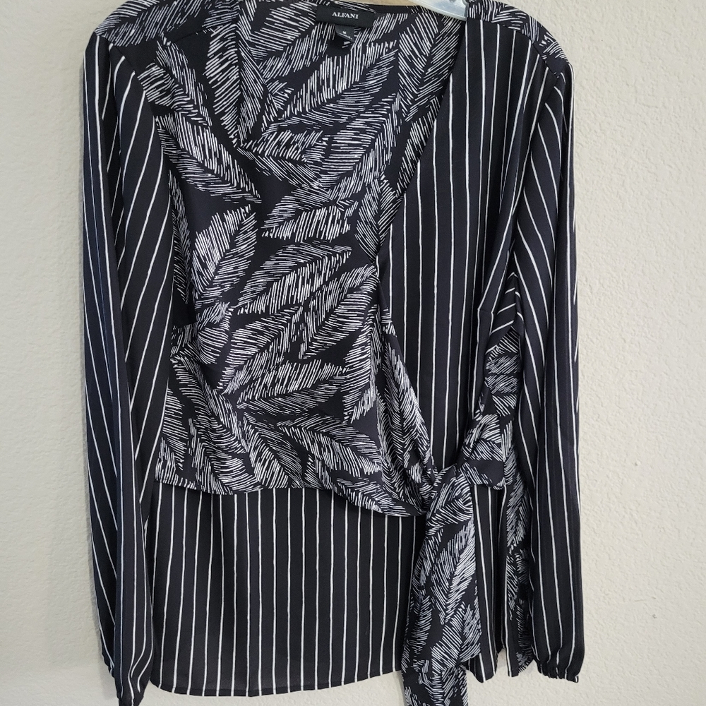 alfani striped/floral blouse